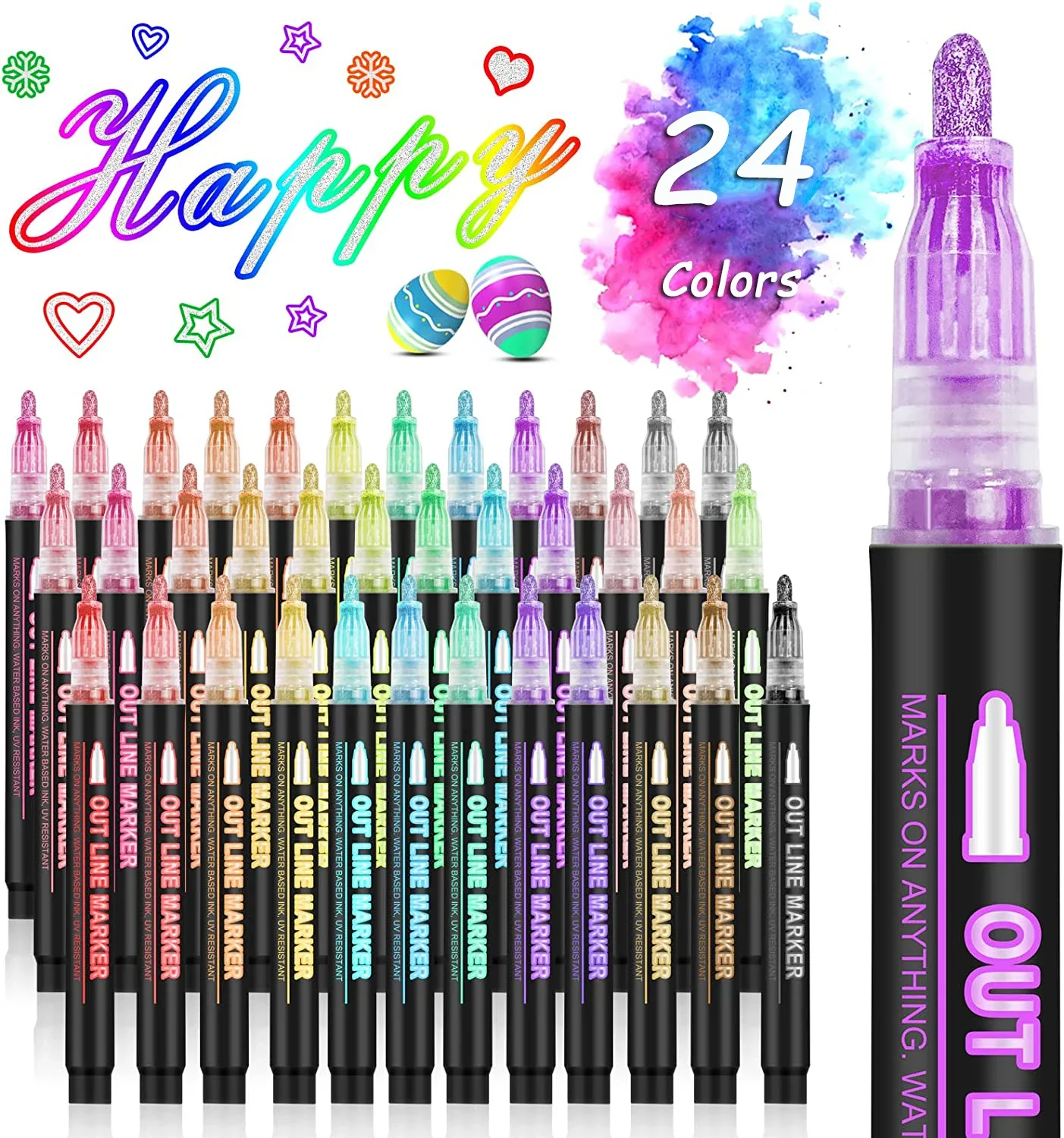Highlighter Set Pastel - Pena spidol seni garis ganda 36
