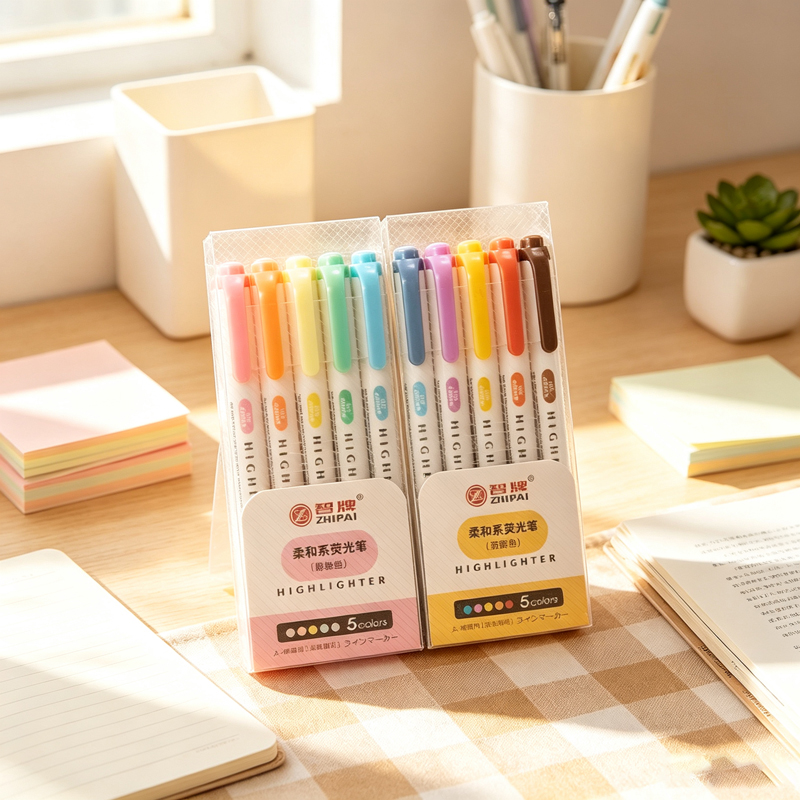 Highlighter Set Pastel - 5 Warna Highlighter Pastel Dua Ujung,