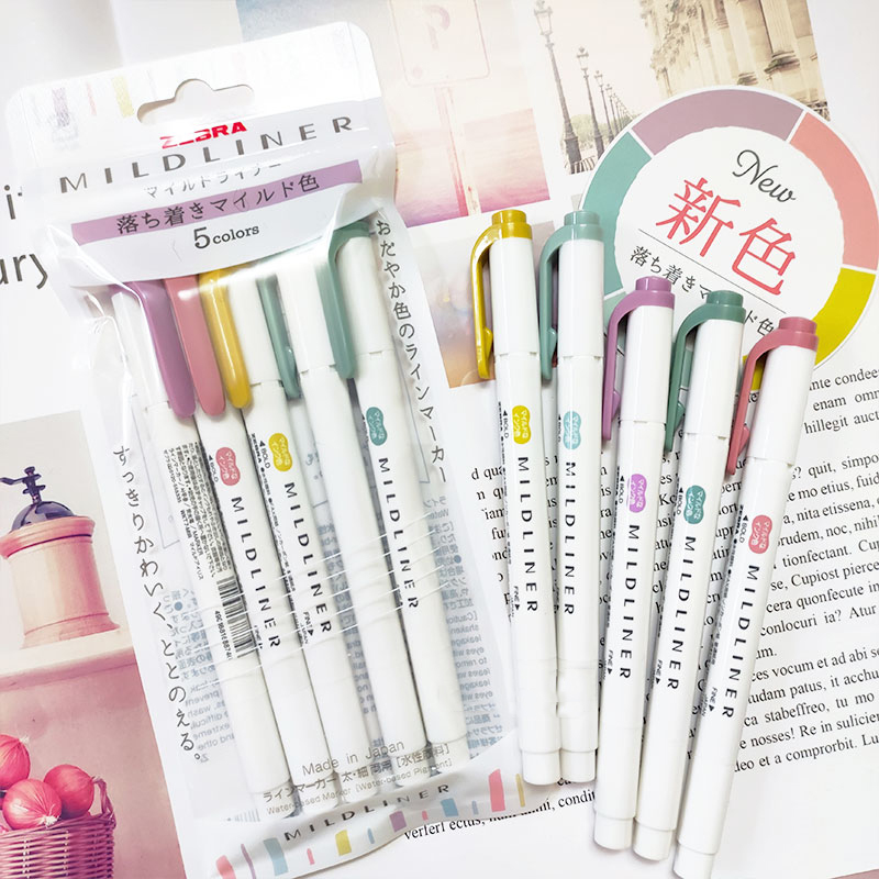 Highlighter Set Pastel - Spidol Stabilo Mildliner Zebra Baru, Pena