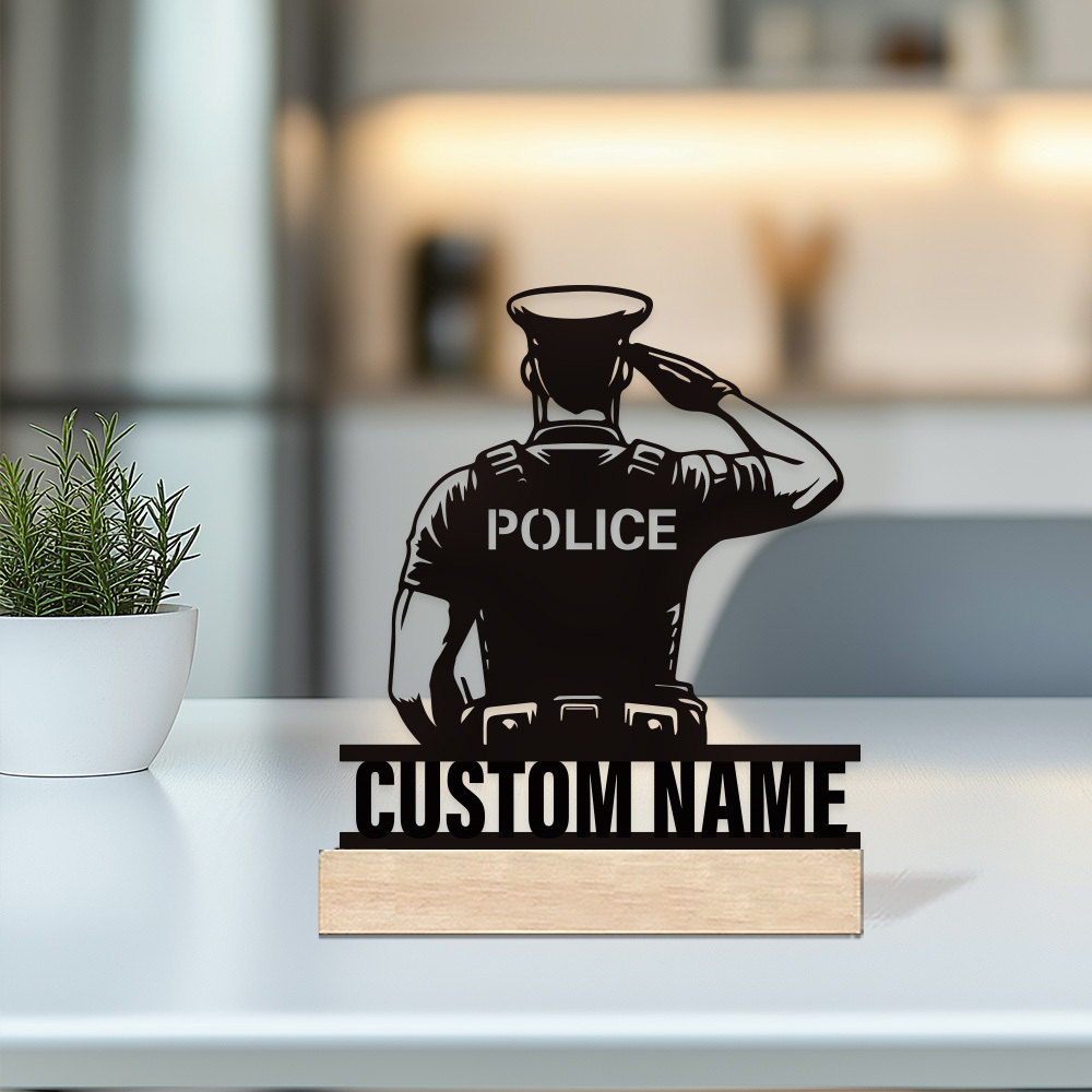 Desk Name Plate - Lencana Polisi Logam Personal, Papan Nama