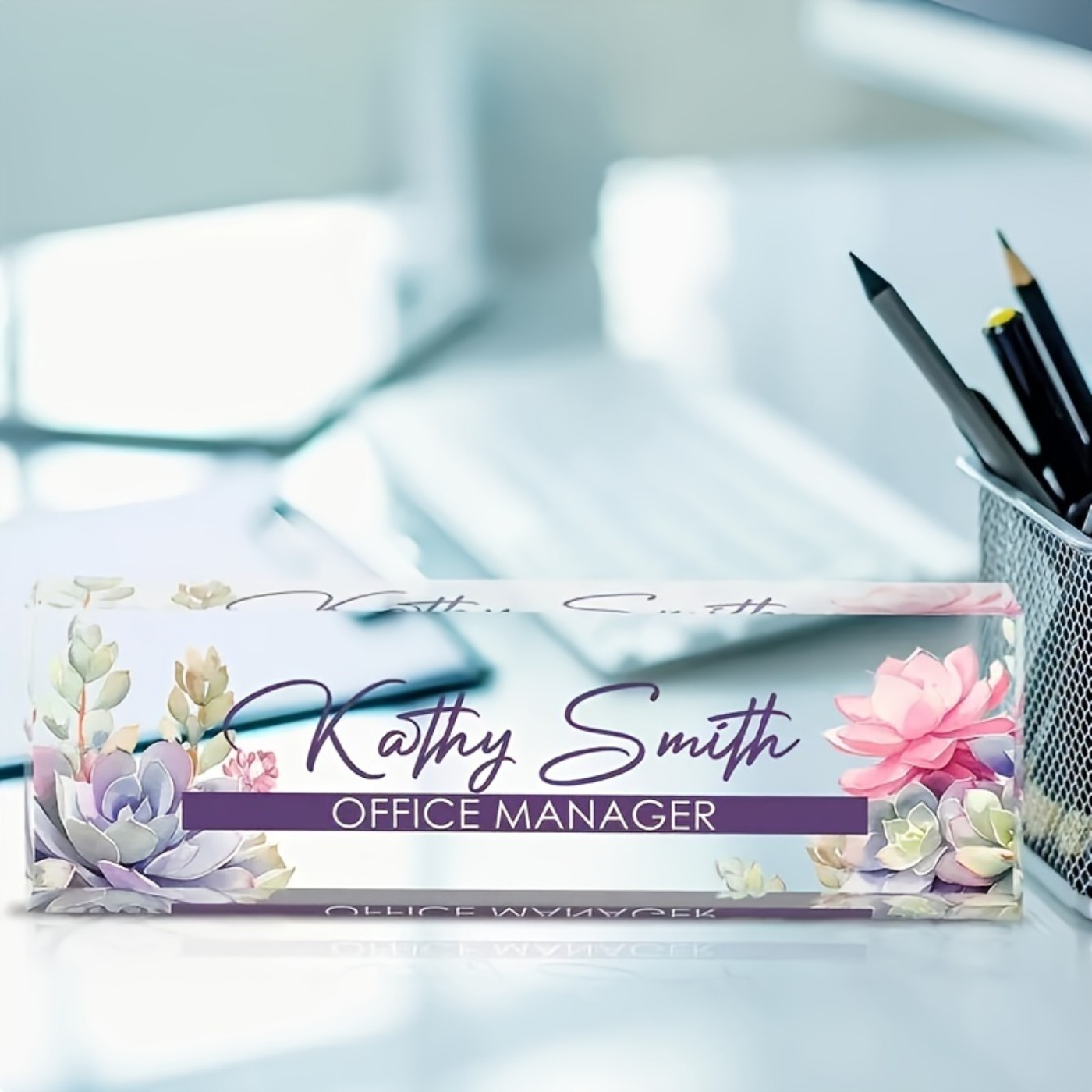 Desk Name Plate - Papan Nama Meja Akrilik 2D Custom,