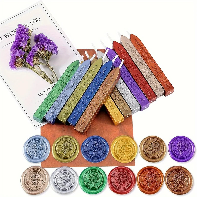 12 Buah/Tas Stik Lilin Penyege - Wax Seal Stamp Kit ulasan dan harga