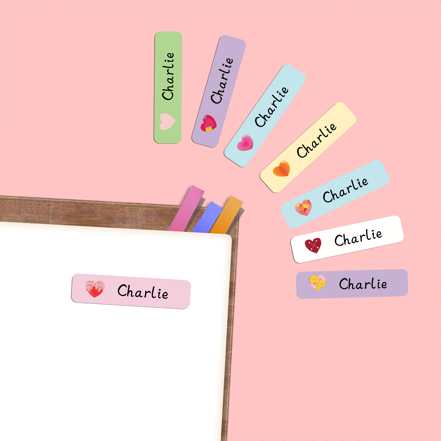 Stiker Label Nama Bentuk Hati  - Stationery Office ulasan dan harga