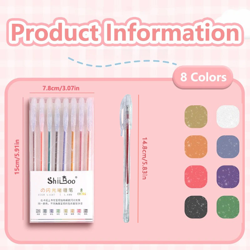 Set Pulpen Gel Glitter 8-60 Wa - Highlighter Set Pastel ulasan dan harga