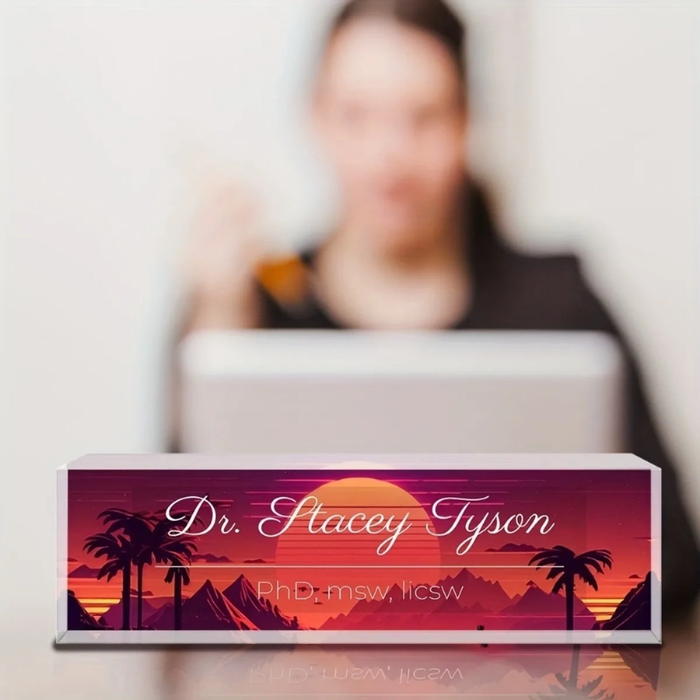 [2D Flat] Desain Sunset, Papan - Desk Name Plate ulasan dan harga